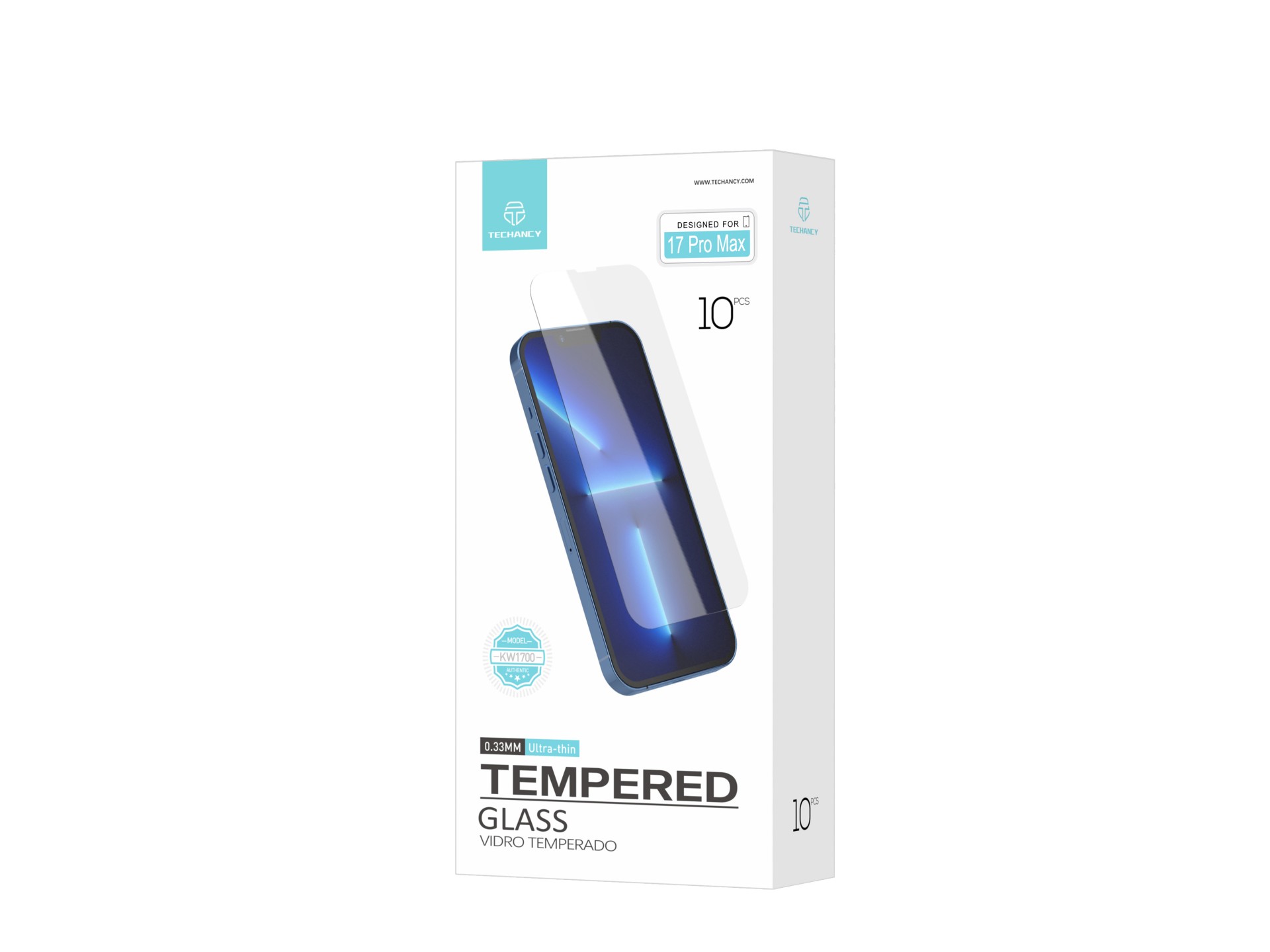 Techancy Tempered Glass Screen Protector for iPhone 17 Pro Max KW1700, 0.33MM Ultra Thin, Anti Finge