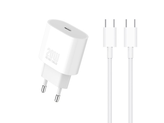 Caricabatterie Techancy TA2824 PD3.0 20W con cavo da USB-C a USB-C compatibile con tablet portatili 