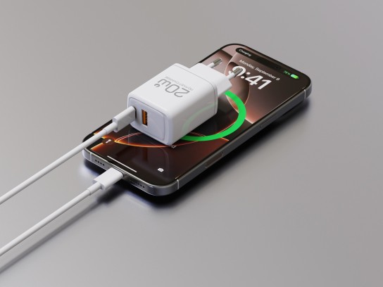 Caricabatterie rapido Techancy PD3.0 da 20 W con doppio cavo USB-C+USB-A da 1 m 60 W per iPhone/Sams