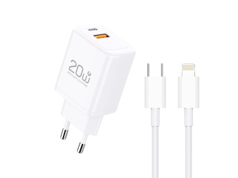 Techancy TA2826 PD3.0 20W Charger with Two USB-C Ports and Lightning Cable Compatible with iPhone 8 