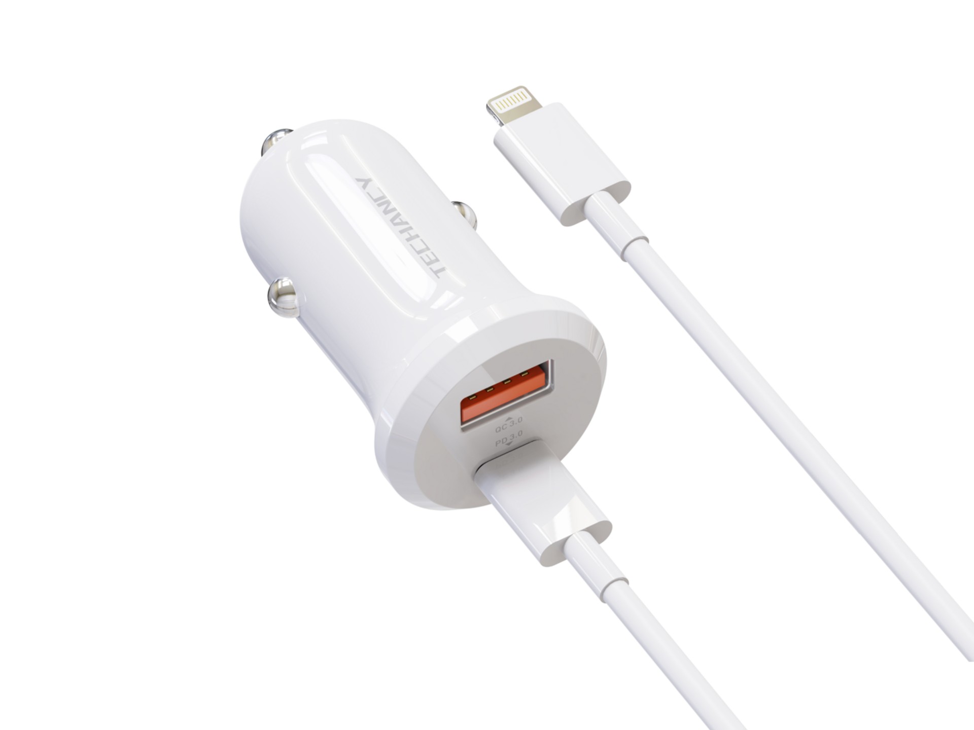Techancy Carregador de Carro TC6428 30W USB-A+USB-C com cabo 1m USB-C para Lightning PD3.0 QC3.0 12- Techancy Carregador de Carro TC6428 30W USB-A+USB-C com cabo 1m USB-C para Lightning PD3.0 QC3.0 12-