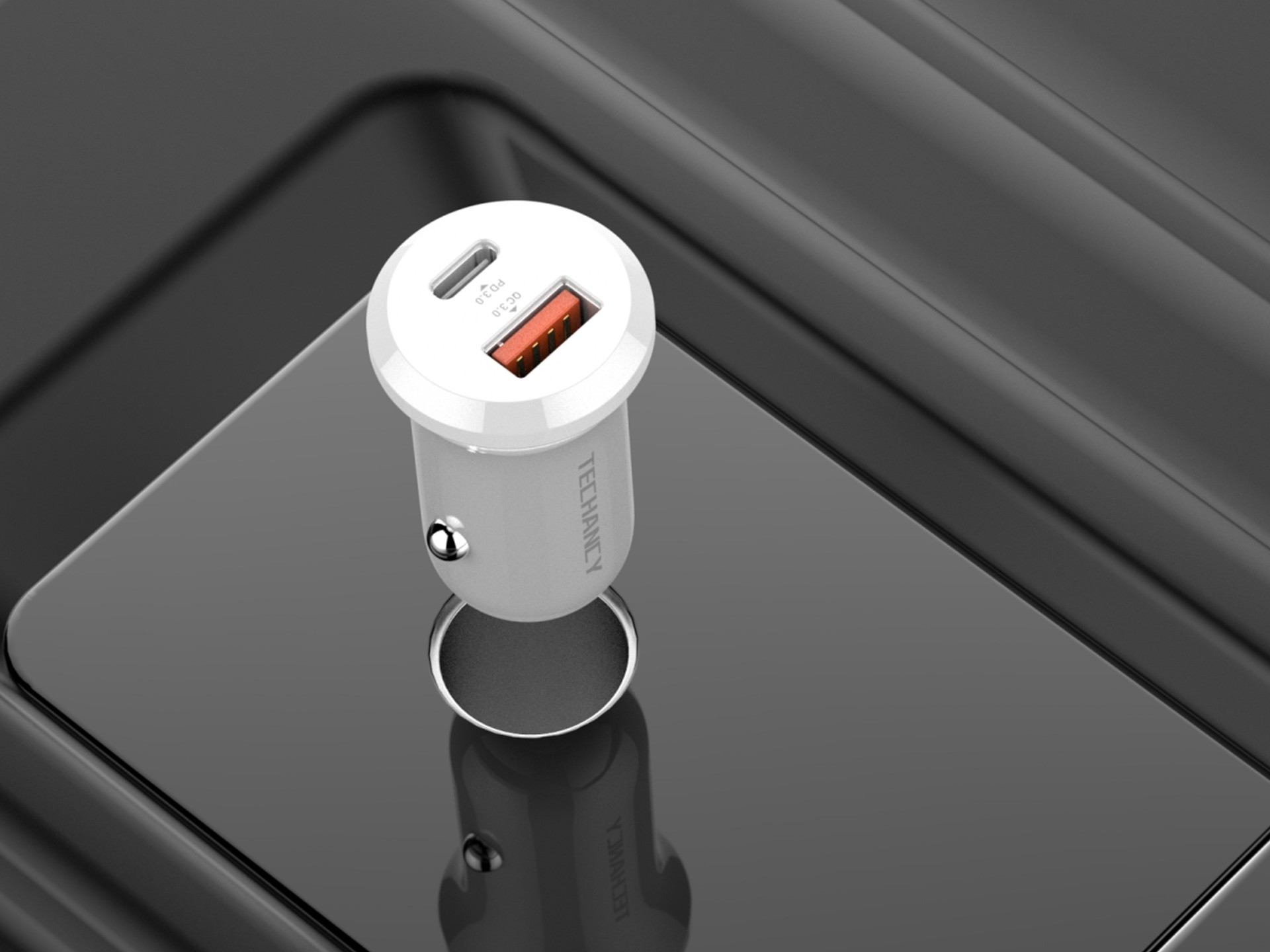 Chargeur de voiture Techancy 30 W TC6427 USB-A + USB-C à charge rapide QC3.0 PD3.0 compatible avec l Chargeur de voiture Techancy 30 W TC6427 USB-A + USB-C à charge rapide QC3.0 PD3.0 compatible avec l