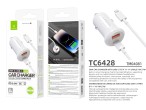 Techancy Carregador de Carro TC6428 30W USB-A+USB-C com cabo 1m USB-C para Lightning PD3.0 QC3.0 12-