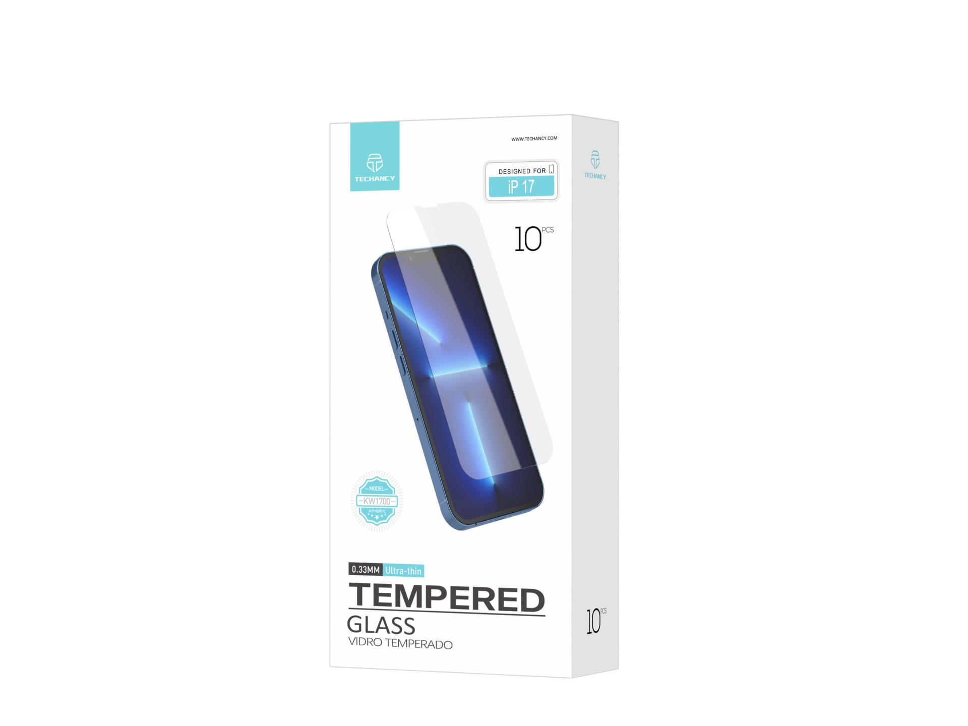 Techancy Tempered Glass Film for iPhone 17 KW1700, 0.33MM Ultra Thin, Anti-Fingerprint, Anti-Scratch