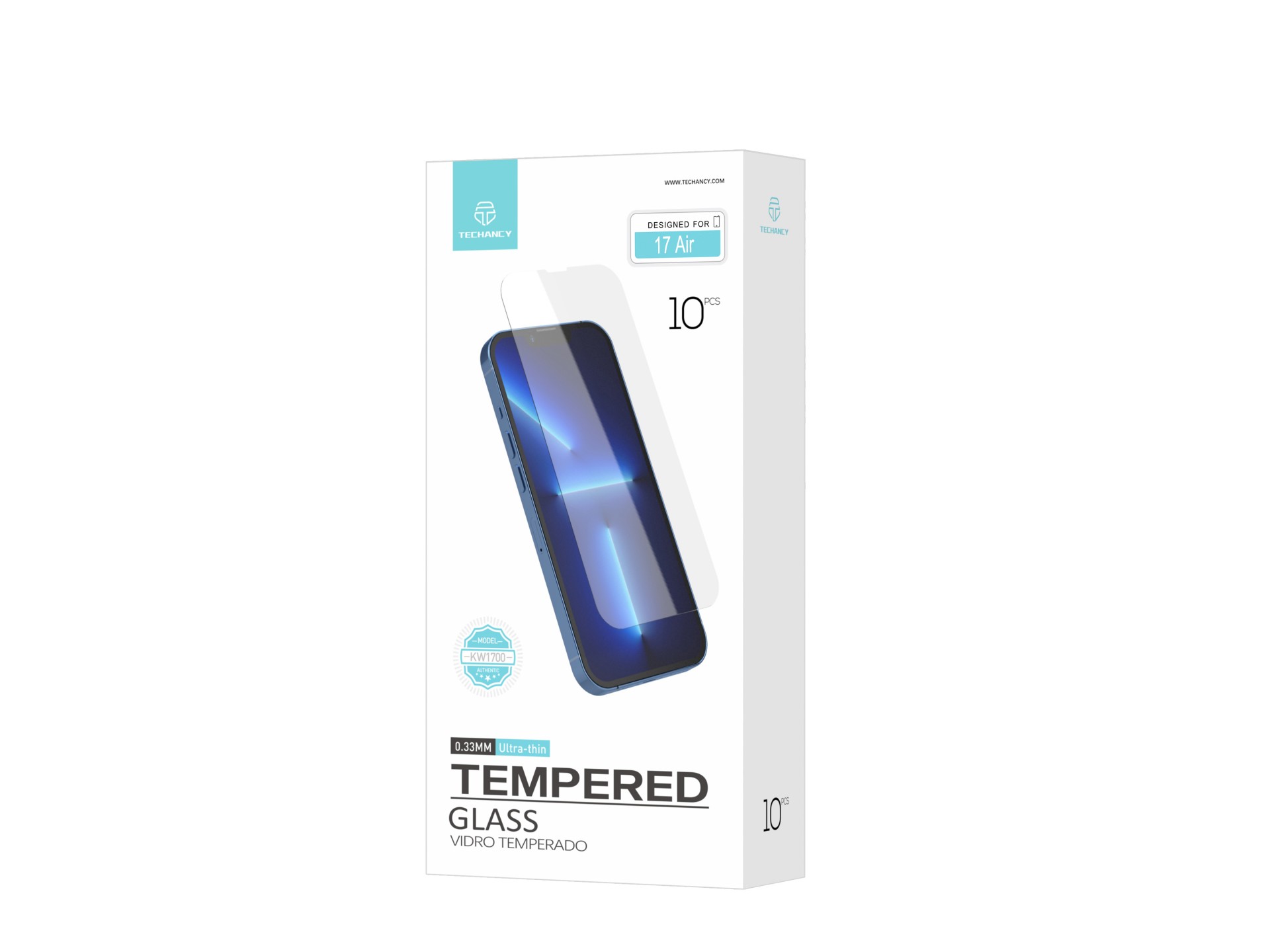 Protecteur d'�cran en verre tremp� Techancy pour iPhone 17 Air KW1700, 0,33 mm ultra fin, anti-empre