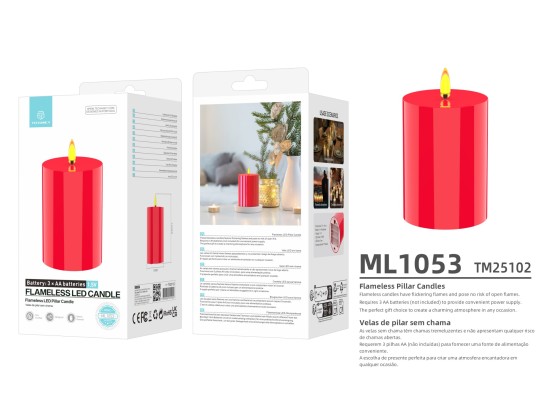 Techancy LED-Kerze ML1053 Flammenlos, realistische rote Kerze, flackerndes Licht, Dekoration für Wei Techancy LED-Kerze ML1053 Flammenlos, realistische rote Kerze, flackerndes Licht, Dekoration für Wei