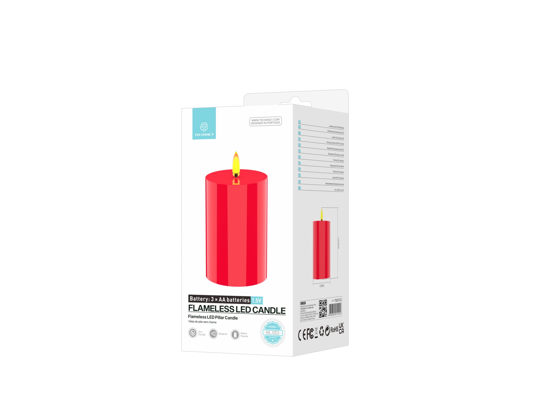 Techancy LED-Kerze ML1053 Flammenlos, realistische rote Kerze, flackerndes Licht, Dekoration für Wei Techancy LED-Kerze ML1053 Flammenlos, realistische rote Kerze, flackerndes Licht, Dekoration für Wei