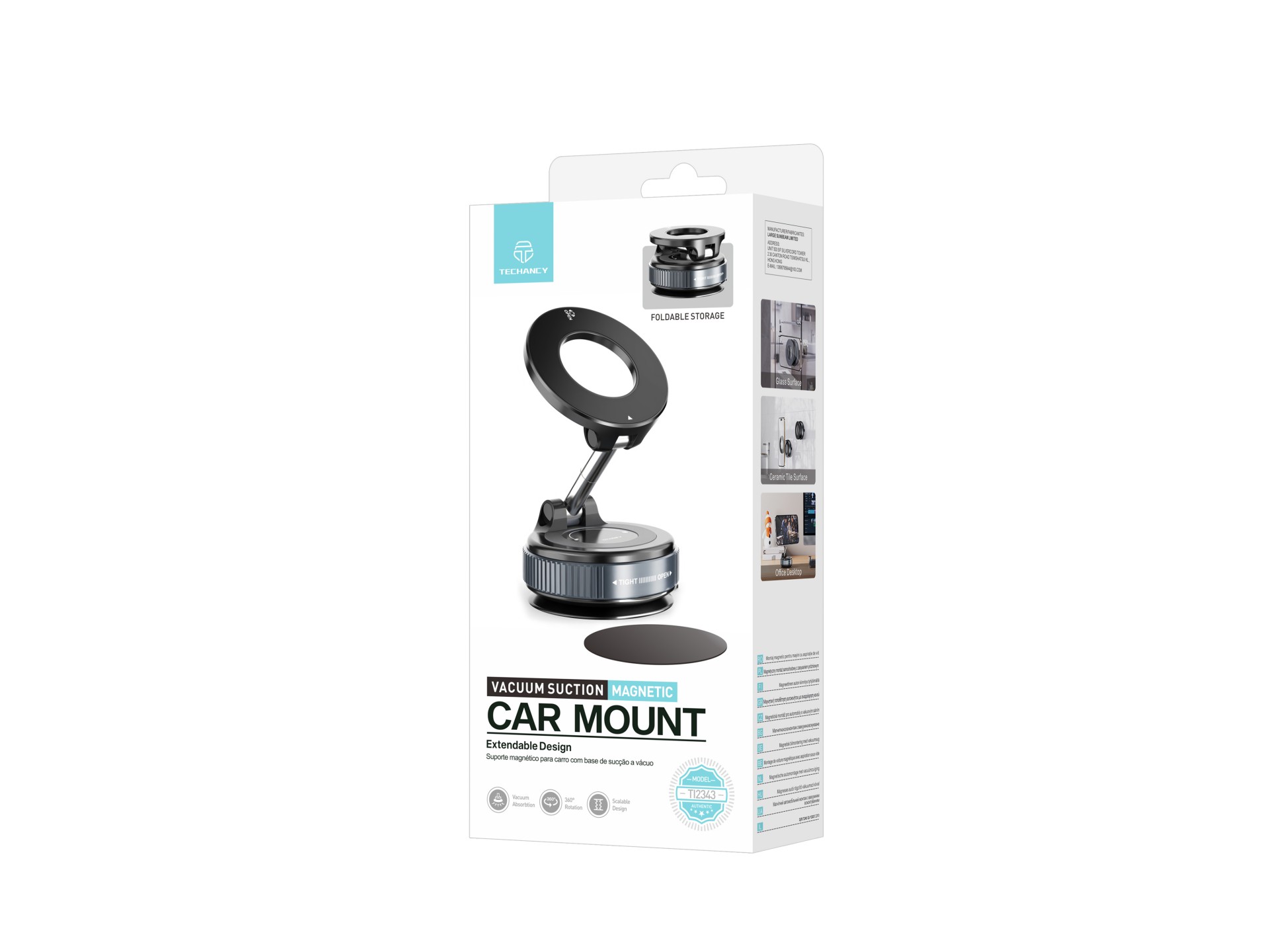 Techancy Supporto magnetico per auto TI2343 Base a vuoto Compatibile con MagSafe Per pannello Tavolo Techancy Supporto magnetico per auto TI2343 Base a vuoto Compatibile con MagSafe Per pannello Tavolo