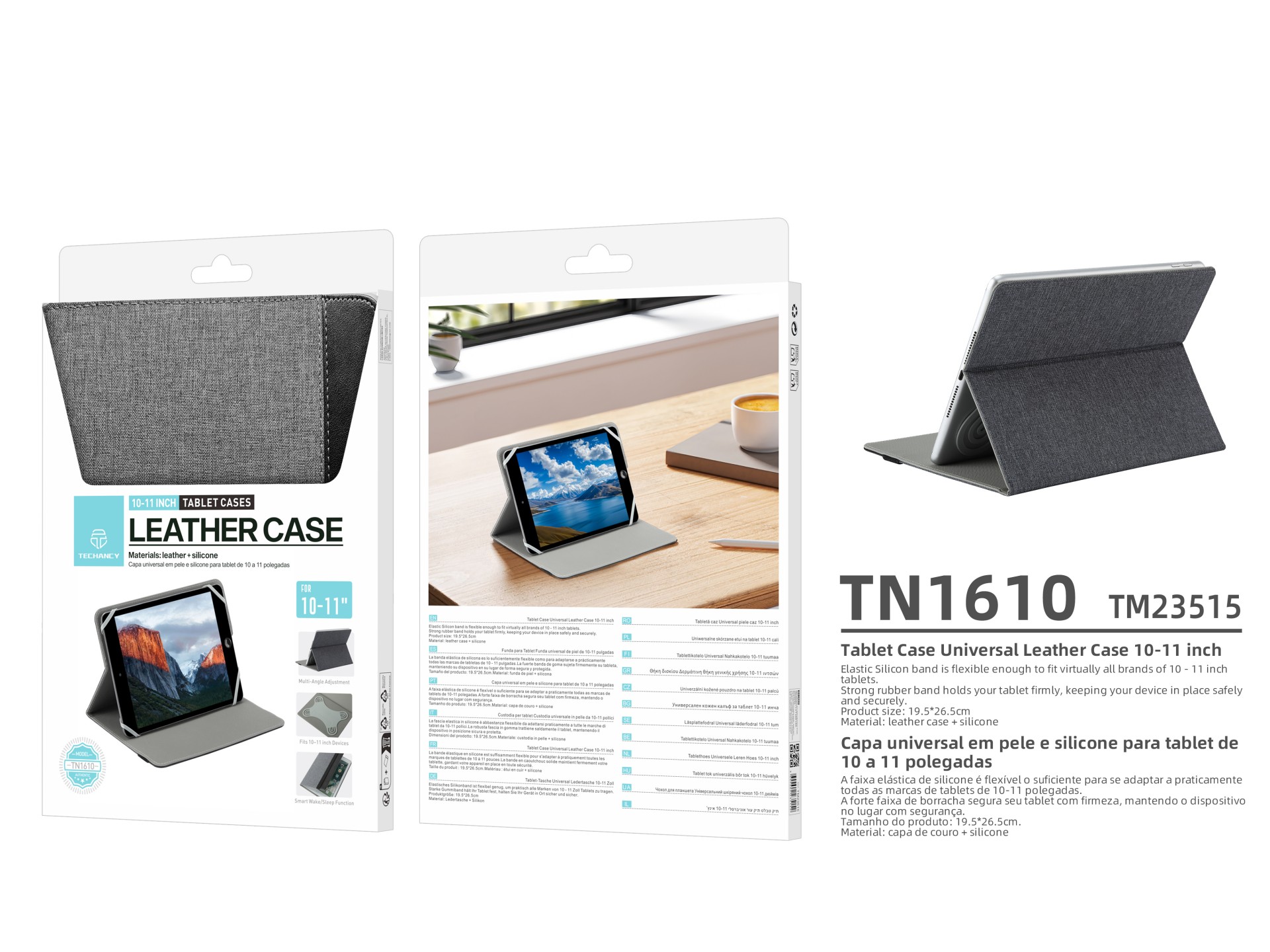 Techancy Capa Tablet TN1610 Universal Para 10-11 Polegadas Couro Silicone Ajustavel Multiangulos Fai Techancy Capa Tablet TN1610 Universal Para 10-11 Polegadas Couro Silicone Ajustavel Multiangulos Fai