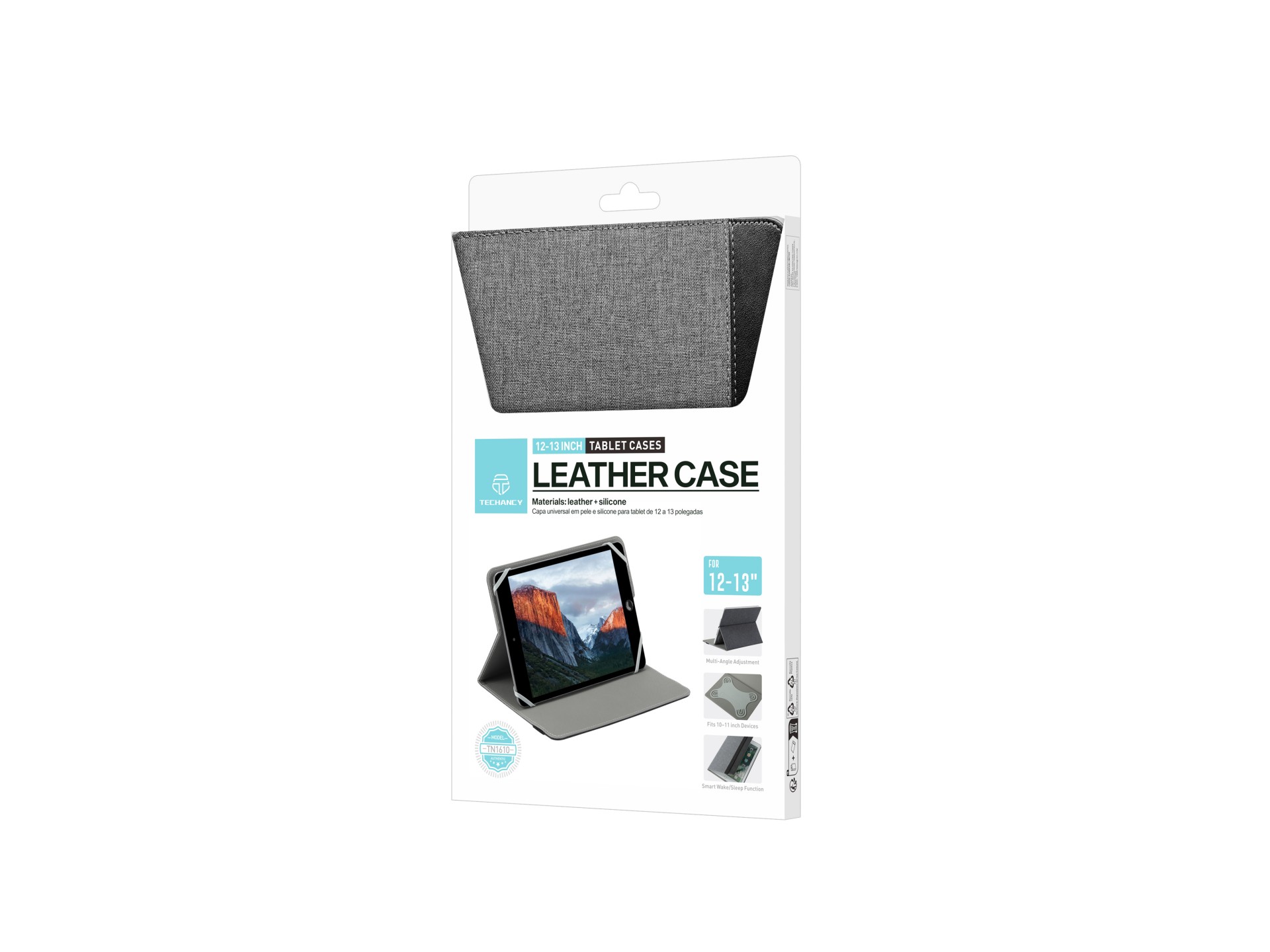 Techancy Universal Tablet Cover TN1610 for 12-13 Inches Leather Silicone Adjustable Multi-Angles Ela Techancy Universal Tablet Cover TN1610 for 12-13 Inches Leather Silicone Adjustable Multi-Angles Ela