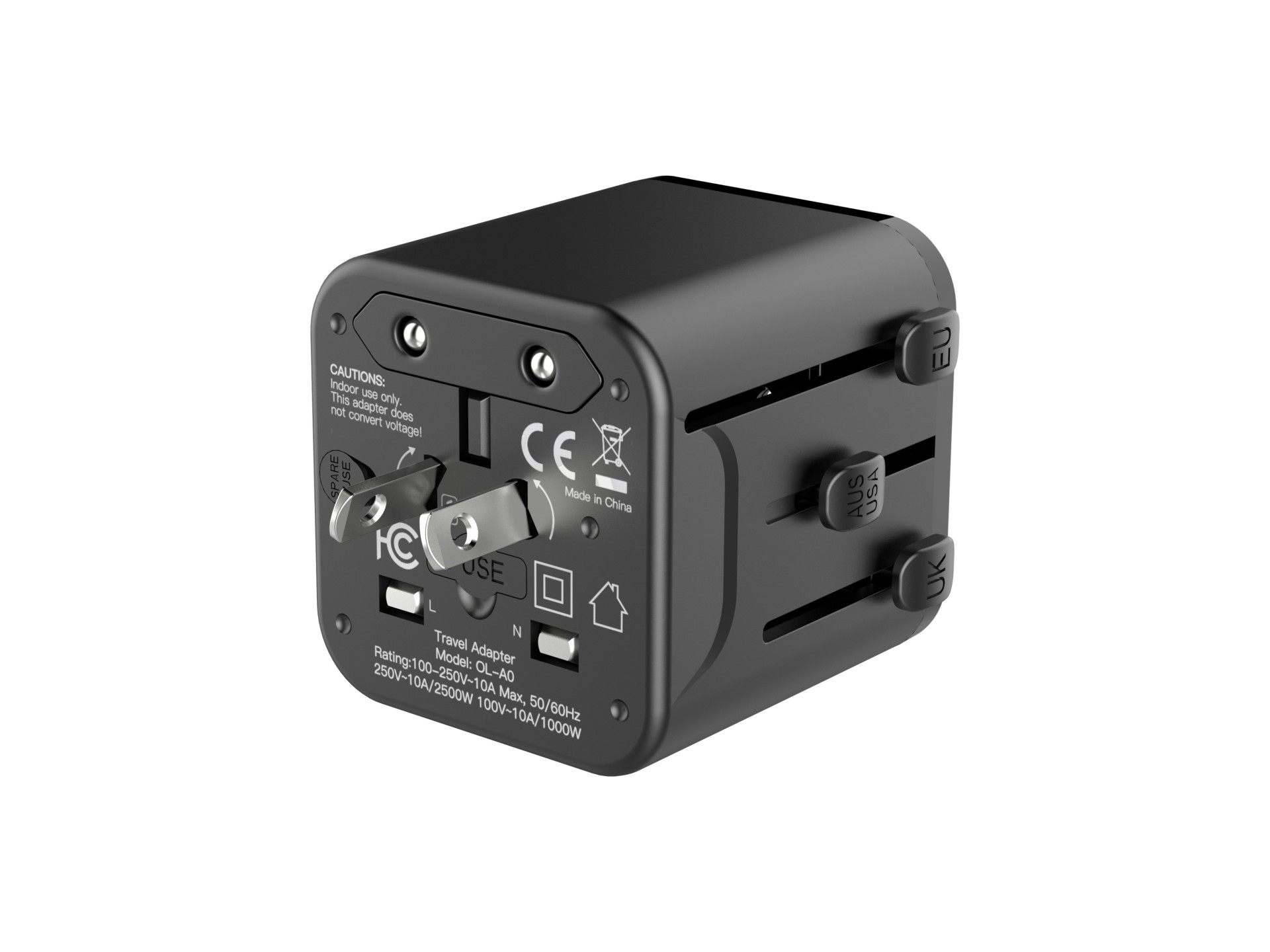 Techancy Adaptador Universal Viagem MB2502 Conversor Tomada Mundial 2500W 10A Compatibilidade UK EU 