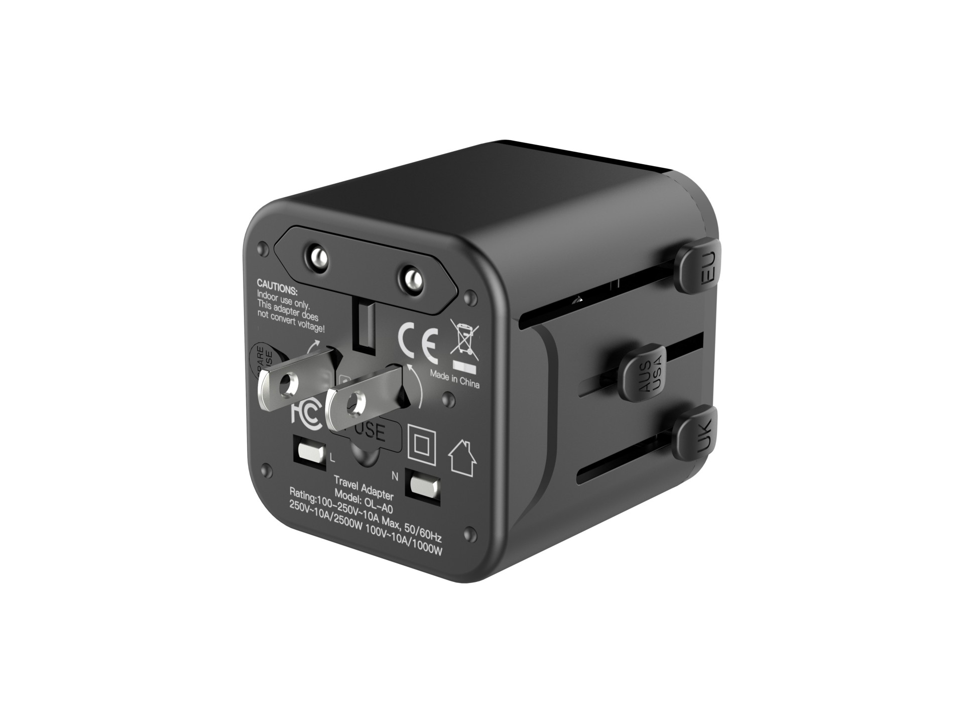 Techancy Adaptador Universal Viagem MB2502 Conversor Tomada Mundial 2500W 10A Compatibilidade UK EU 