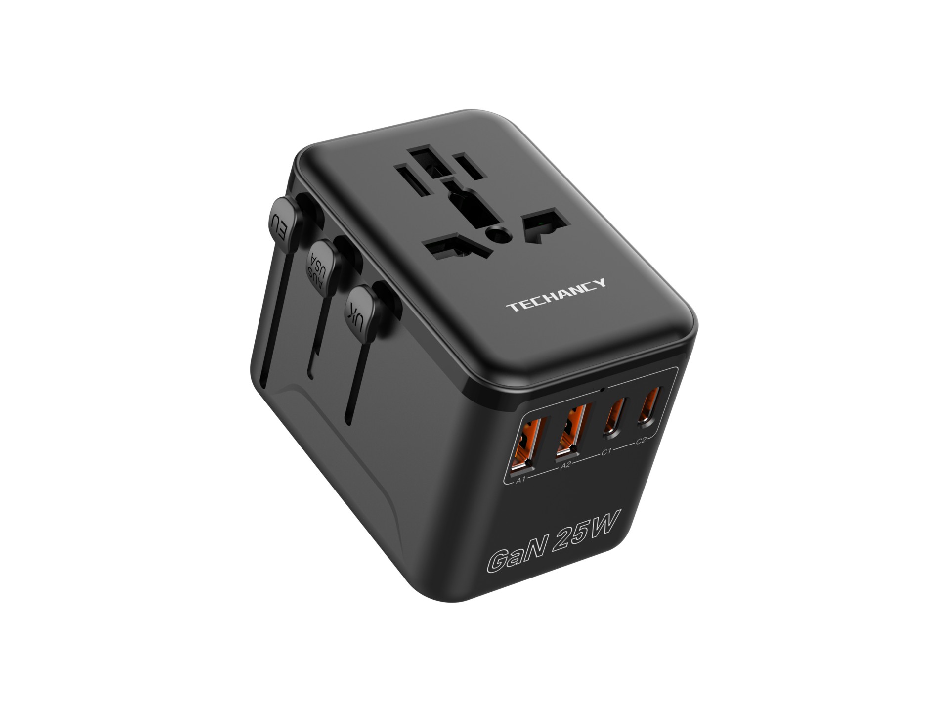 Techancy Adaptador universal de viaje MB2503 Convertidor de enchufe universal GaN 25 W 2500 W 10 A C Techancy Adaptador universal de viaje MB2503 Convertidor de enchufe universal GaN 25 W 2500 W 10 A C