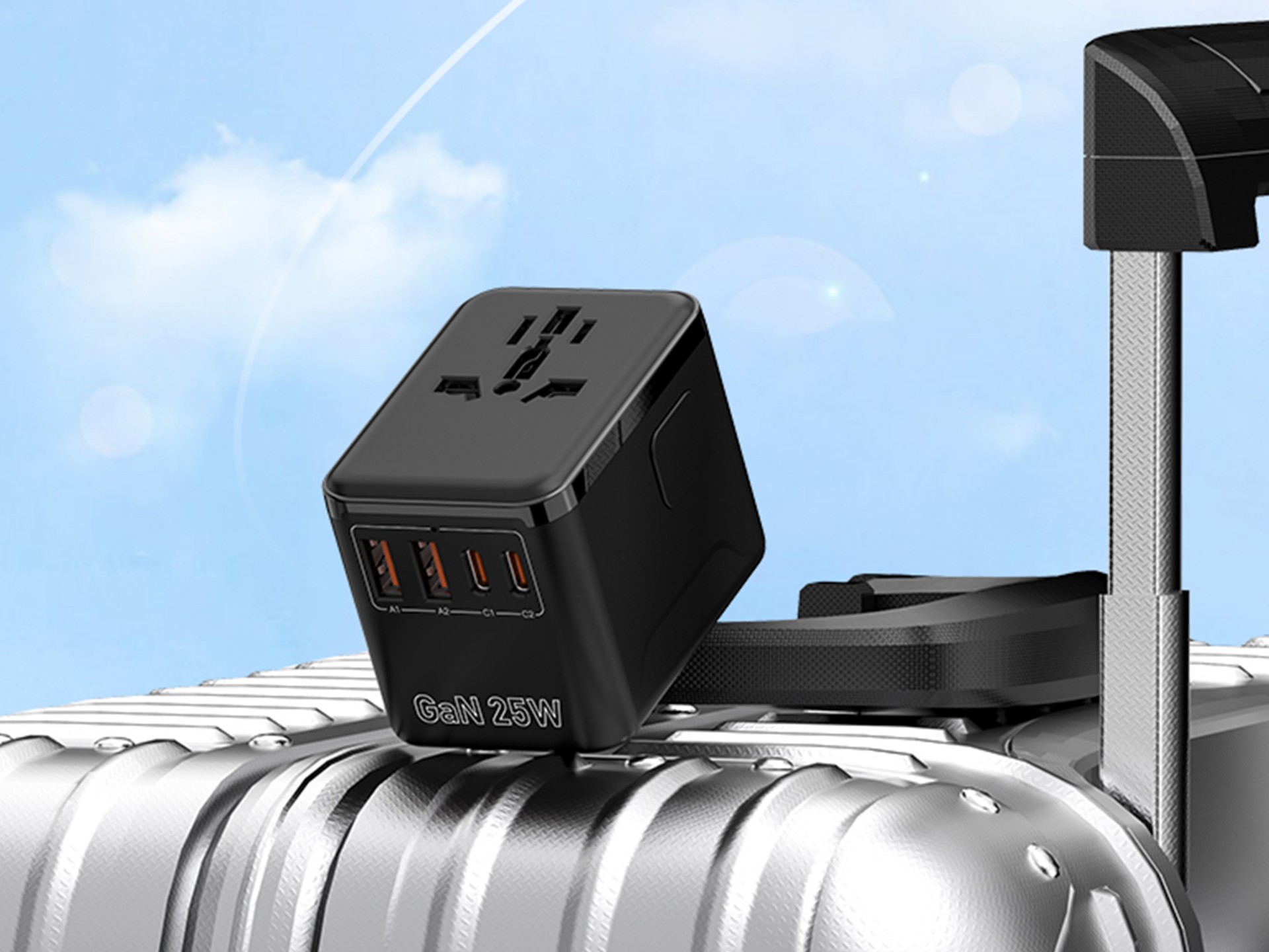 Techancy Adaptador universal de viaje MB2503 Convertidor de enchufe universal GaN 25 W 2500 W 10 A C Techancy Adaptador universal de viaje MB2503 Convertidor de enchufe universal GaN 25 W 2500 W 10 A C