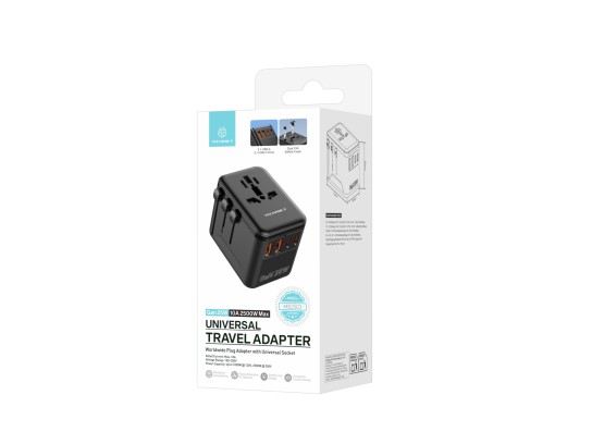 Techancy Adaptador universal de viaje MB2503 Convertidor de enchufe universal GaN 25 W 2500 W 10 A C Techancy Adaptador universal de viaje MB2503 Convertidor de enchufe universal GaN 25 W 2500 W 10 A C