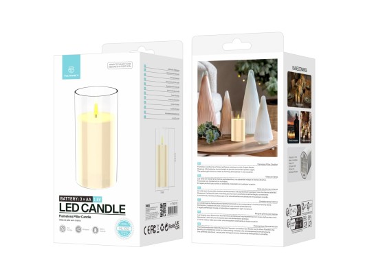 Techancy LED-Kerze ML1052 Flammenlos, realistische Kerze, transparentes Glas, Dekoration für Weihnac Techancy LED-Kerze ML1052 Flammenlos, realistische Kerze, transparentes Glas, Dekoration für Weihnac