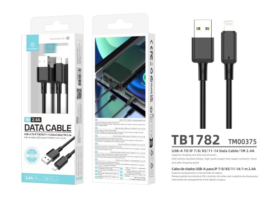 Techancy USB A to iPhone Cable TB1782 1m 2.4A Fast charging and data iPhone 7 8 XS 11 12 13 14 Black Techancy USB A to iPhone Cable TB1782 1m 2.4A Fast charging and data iPhone 7 8 XS 11 12 13 14 Black