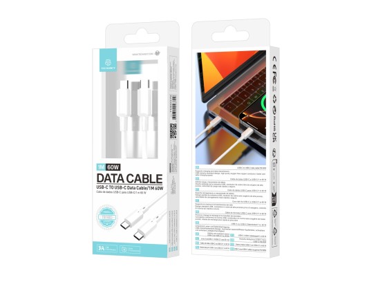 Techancy USB-C auf USB-C Kabel TB1803 1m 60W Schnellladen und Daten für Smartphone Tablet Laptop Wei Techancy USB-C auf USB-C Kabel TB1803 1m 60W Schnellladen und Daten für Smartphone Tablet Laptop Wei