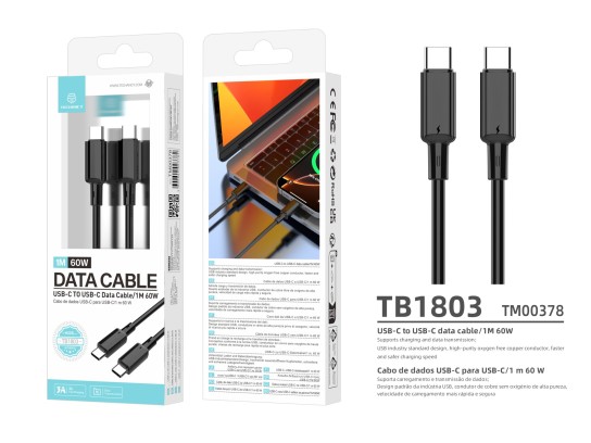 Techancy Cavo USB C per USB C TB1803 1m 60W Ricarica rapida e dati per Smartphone Tablet Laptop Nero Techancy Cavo USB C per USB C TB1803 1m 60W Ricarica rapida e dati per Smartphone Tablet Laptop Nero