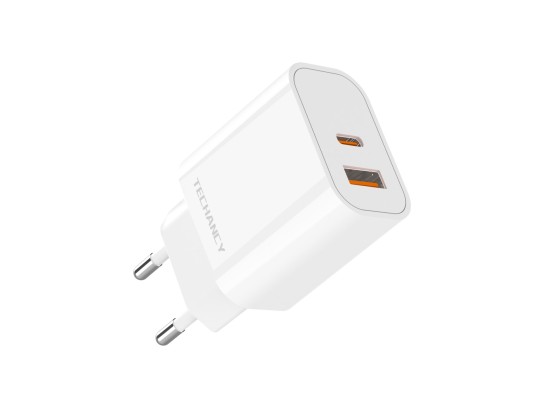 Techancy 38W USB A and USB C PD QC3.0 Charger TA2828 Fast Charging for iPhone Android Tablet EU Adap