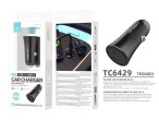 Techancy Carregador de carro 40W Dual USB C PD PPS QC3.0 TC6429 Carregamento rapido 12V 24V Preto