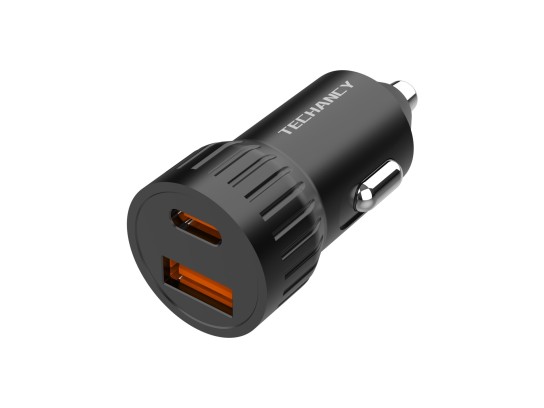 Techancy Caricatore da auto 52,5W USB A e USB C PD PPS QC3.0 TC6430 Ricarica rapida 12V 24V Nero