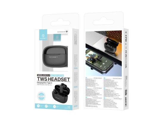 Techancy Auriculares Bluetooth TWS Wireless 5.4 KP2715 Microfone HD Toque inteligente USB C para And Techancy Auriculares Bluetooth TWS Wireless 5.4 KP2715 Microfone HD Toque inteligente USB C para And