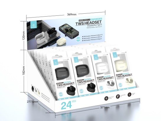 Techancy TWS Bluetooth Wireless Earphones 5.4 KP2715 TM07559x10 TM07560x8 TM07561x6 Pack 24pcs USB C