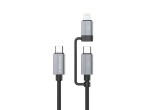 Techancy 2-in-1 Fast Charging Cable TB1743 1m USB-C to C 60W and USB-C to Lightning 27W Durable Cabl