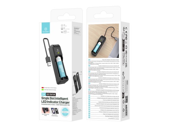 Techancy Cargador de batería individual MM5421 Indicador LED Compatible con 14500 18650 26650 21700 Techancy Cargador de batería individual MM5421 Indicador LED Compatible con 14500 18650 26650 21700