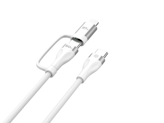 Techancy 2-in-1 Fast Charging Cable TB1744 1m USB-C to C 60W and USB-C to Lightning 27W Durable Cabl Techancy 2-in-1 Fast Charging Cable TB1744 1m USB-C to C 60W and USB-C to Lightning 27W Durable Cabl