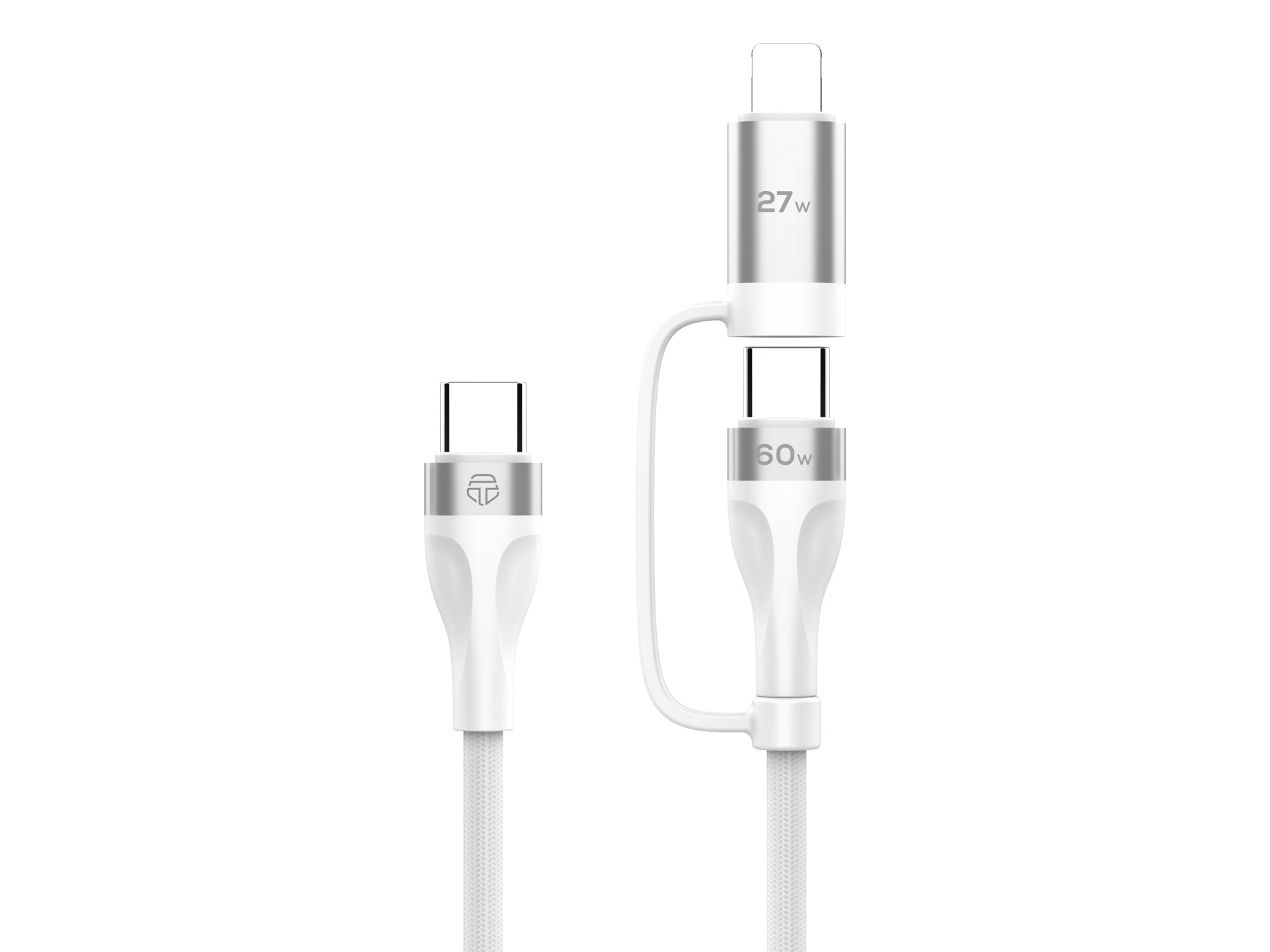 Techancy 2-in-1 Fast Charging Cable TB1744 1m USB-C to C 60W and USB-C to Lightning 27W Durable Cabl Techancy 2-in-1 Fast Charging Cable TB1744 1m USB-C to C 60W and USB-C to Lightning 27W Durable Cabl