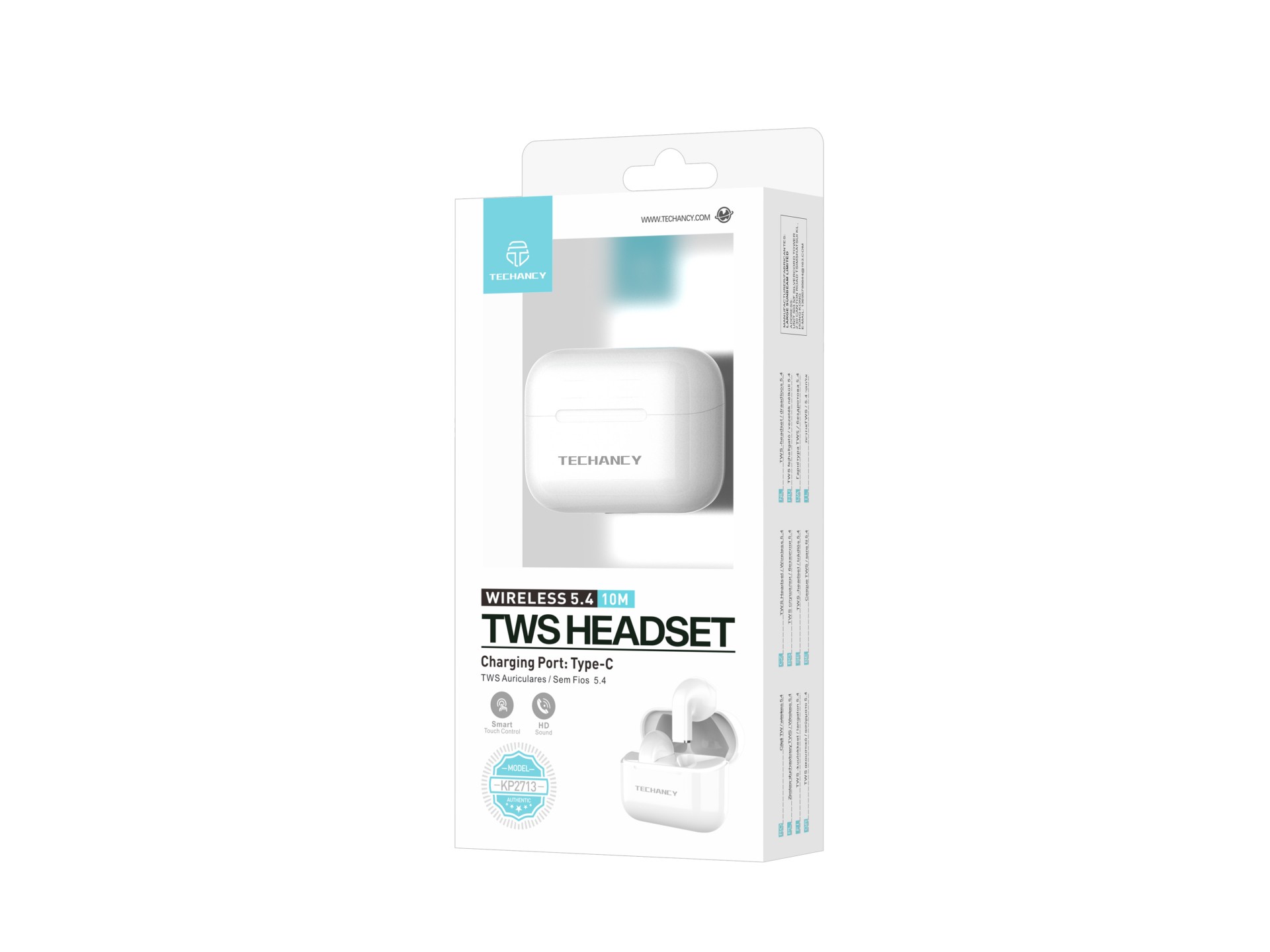 Techancy �couteurs TWS KP2713 Bluetooth 5.4 V�ritable sans fil USB-C 4 h d'autonomie Connexion stabl