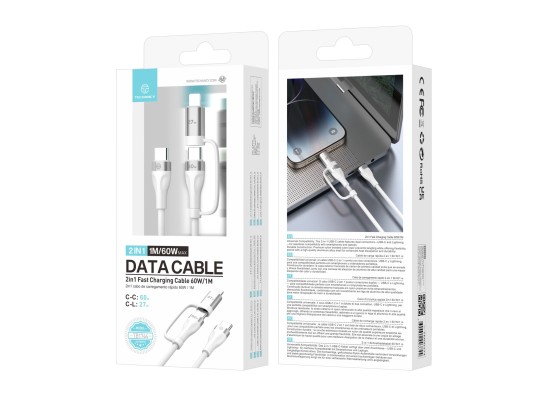 Techancy 2-in-1 Fast Charging Cable TB1744 1m USB-C to C 60W and USB-C to Lightning 27W Durable Cabl Techancy 2-in-1 Fast Charging Cable TB1744 1m USB-C to C 60W and USB-C to Lightning 27W Durable Cabl