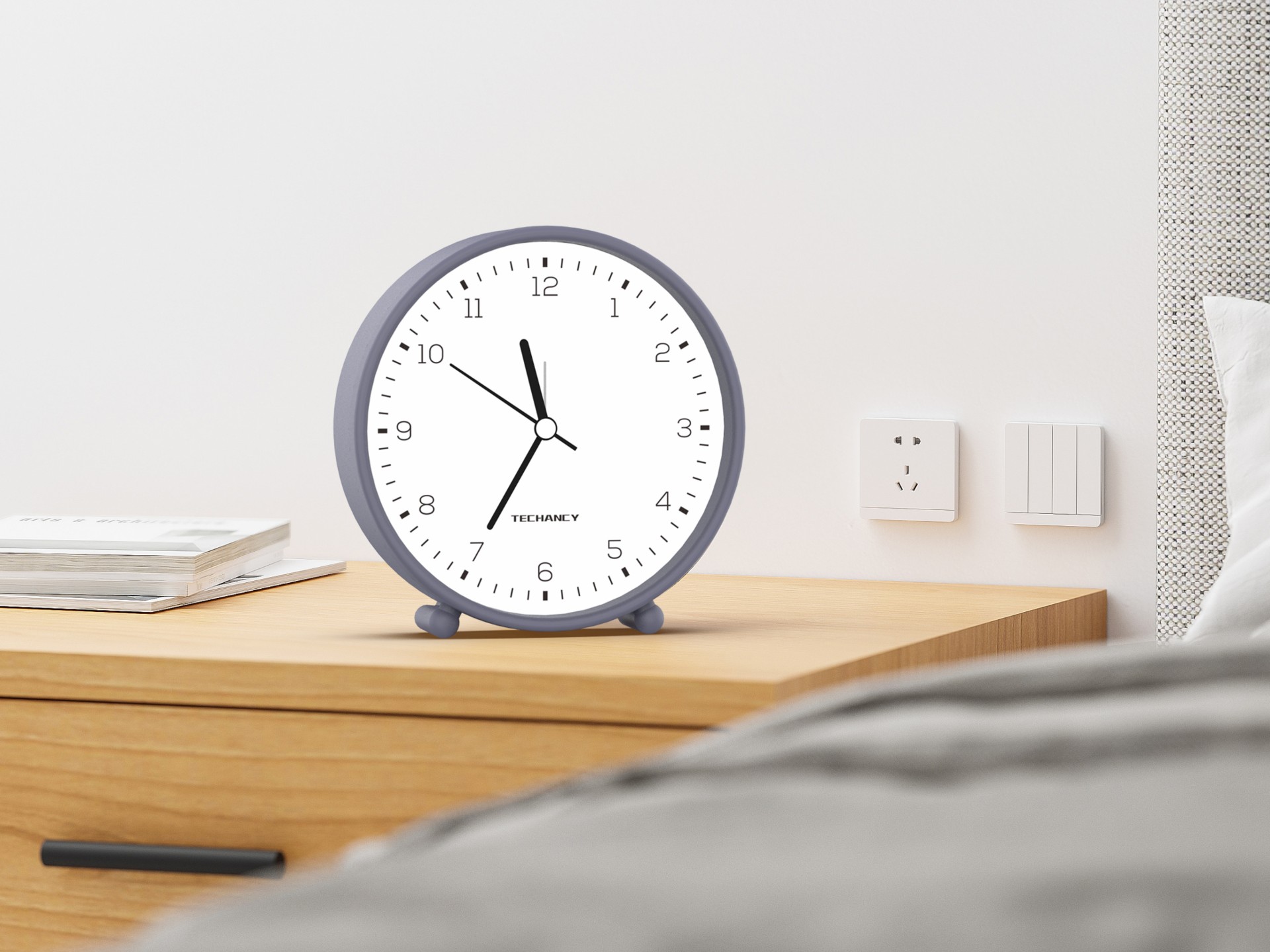 Techancy Mini Table Alarm Clock ME2624 Silent Large Numbers HD Mirror ABS Body Portable for Bedroom 