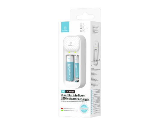 Techancy Smart Battery Charger MM5419 Two Slots Independent LED Compatible with AA and AAA Ni-MH 1.1 Techancy Smart Battery Charger MM5419 Two Slots Independent LED Compatible with AA and AAA Ni-MH 1.1
