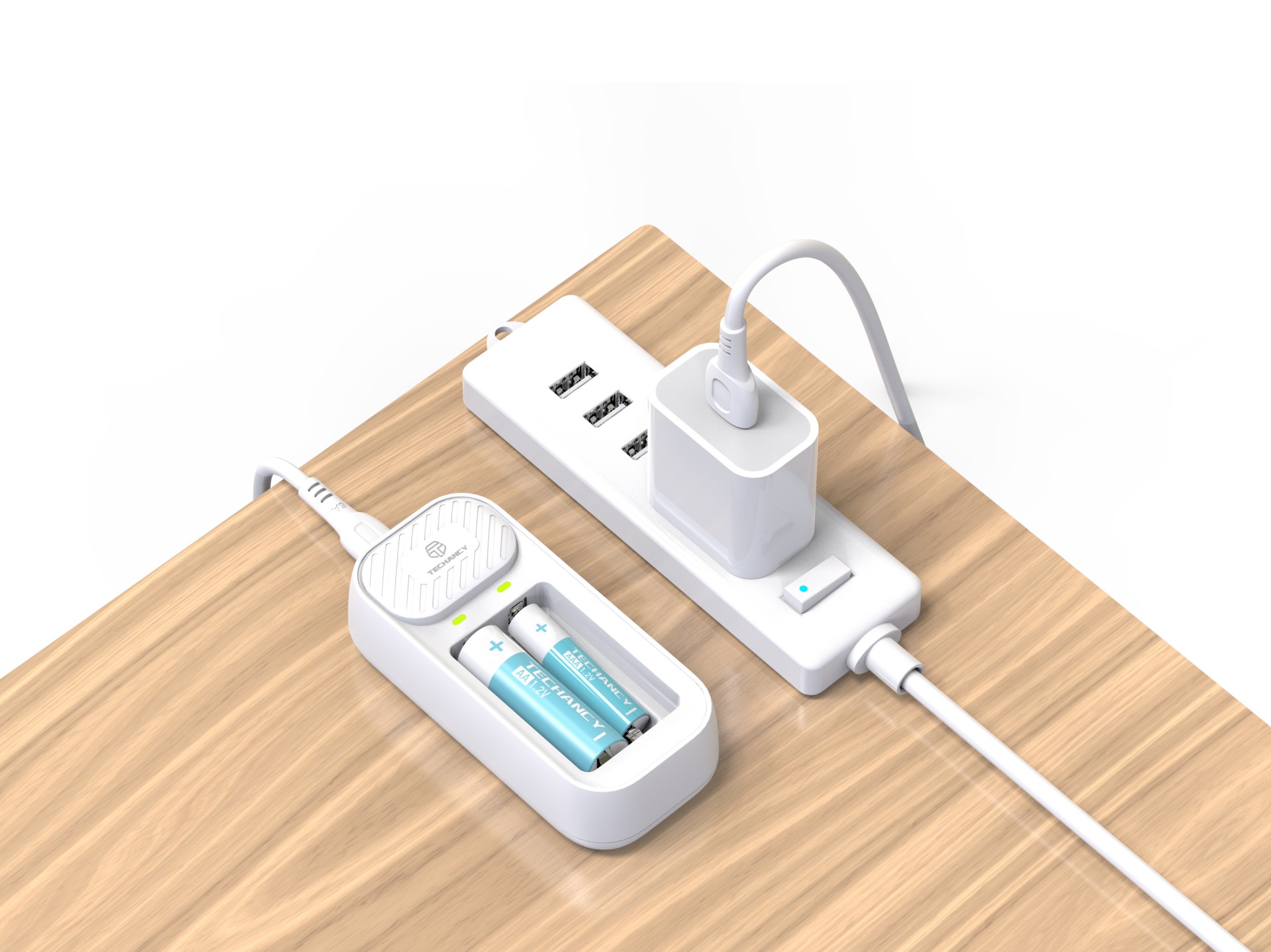 Techancy Smart Battery Charger MM5419 Two Slots Independent LED Compatible with AA and AAA Ni-MH 1.1 Techancy Smart Battery Charger MM5419 Two Slots Independent LED Compatible with AA and AAA Ni-MH 1.1