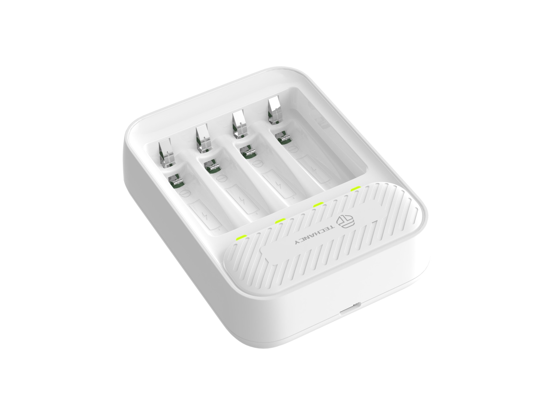 Techancy Caricabatterie intelligente per pile MM5420 Quattro slot LED indipendenti Compatibile AA e 