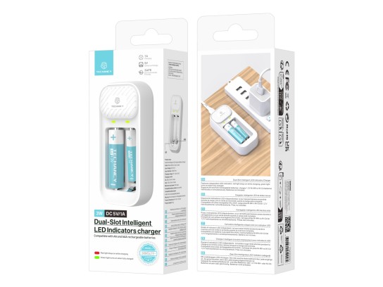Techancy Smart Battery Charger MM5419 Two Slots Independent LED Compatible with AA and AAA Ni-MH 1.1 Techancy Smart Battery Charger MM5419 Two Slots Independent LED Compatible with AA and AAA Ni-MH 1.1