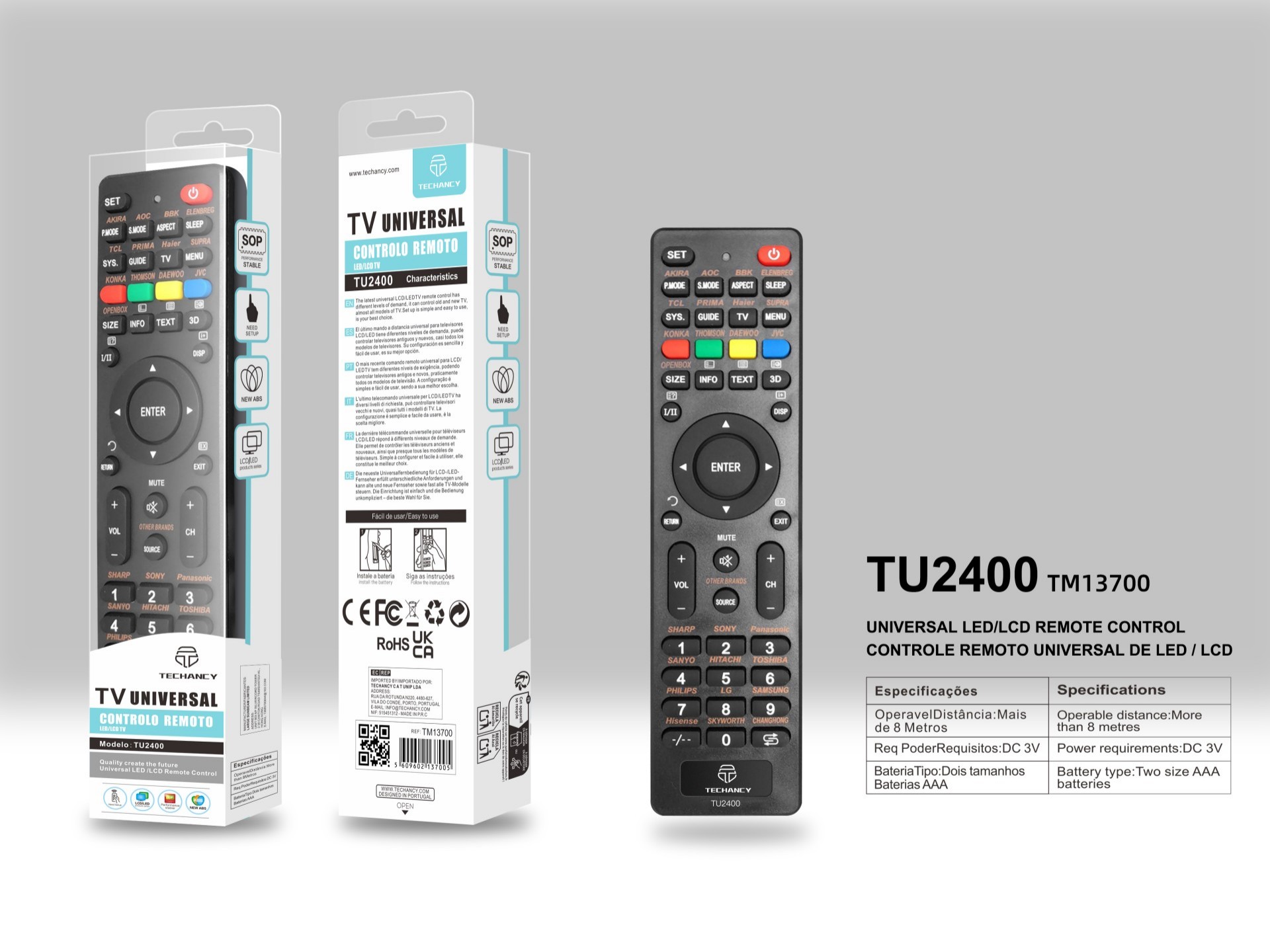Techancy Comando Tv Universal TU2400 Preto Techancy Comando Tv Universal TU2400 Preto