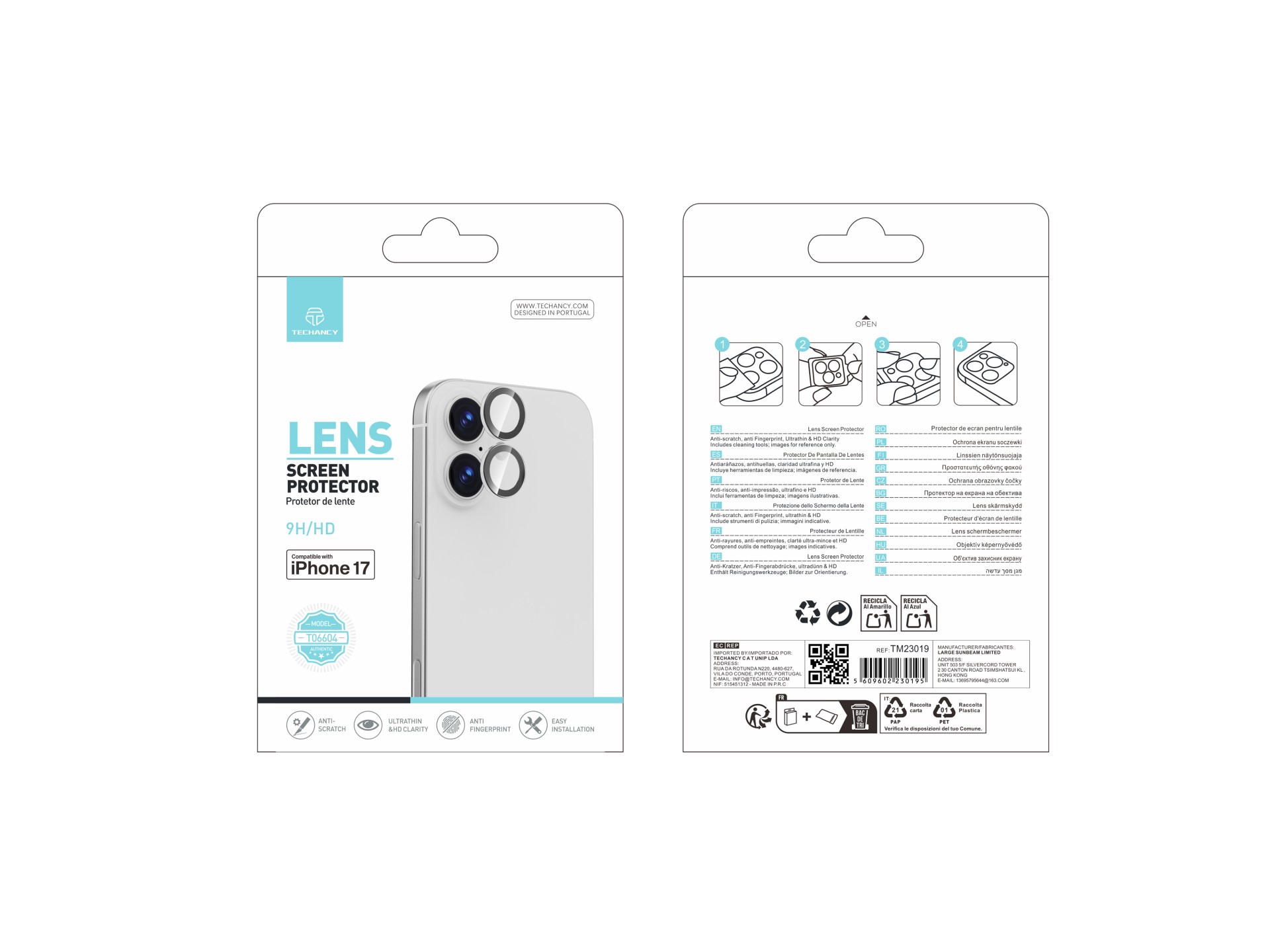 Techancy Lens Protector for iPhone 17 TO6004 protector de lente 9H ultrafino, alta definición, resis Techancy Lens Protector for iPhone 17 TO6004 protector de lente 9H ultrafino, alta definición, resis