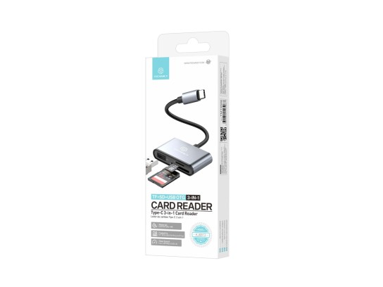 Techancy Leitor de Cartoes KJ8813 USB-C 3 em 1 TF SD USB OTG Plug and Play Compativel com Telemovel Techancy Leitor de Cartoes KJ8813 USB-C 3 em 1 TF SD USB OTG Plug and Play Compativel com Telemovel