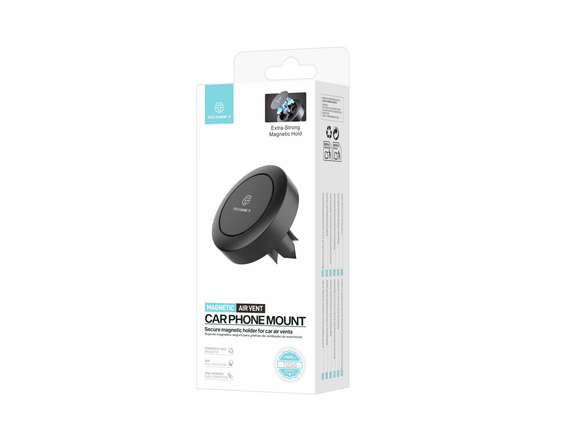 Techancy Magnetic Phone Holder TI2345 Car Vent Mount 360° Rotation Compatible with iPhone and Androi Techancy Magnetic Phone Holder TI2345 Car Vent Mount 360° Rotation Compatible with iPhone and Androi