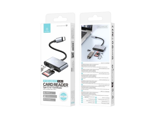 Techancy Leitor de Cartoes KJ8813 USB-C 3 em 1 TF SD USB OTG Plug and Play Compativel com Telemovel Techancy Leitor de Cartoes KJ8813 USB-C 3 em 1 TF SD USB OTG Plug and Play Compativel com Telemovel