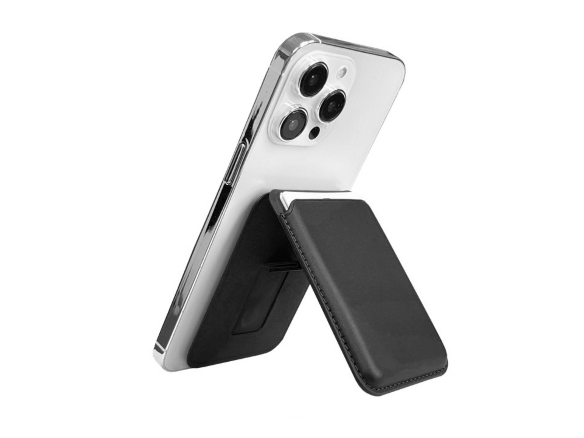 Techancy Magnetic Card Holder KC2125 Foldable Stand Compatible with MagSafe Wallet for iPhone Black Techancy Magnetic Card Holder KC2125 Foldable Stand Compatible with MagSafe Wallet for iPhone Black
