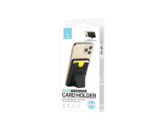 Techancy Magnetic Card Holder KC2126 Foldable Stand Compatible with MagSafe Wallet for iPhone Black Techancy Magnetic Card Holder KC2126 Foldable Stand Compatible with MagSafe Wallet for iPhone Black