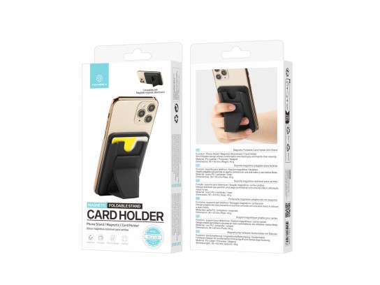 Techancy Magnetic Card Holder KC2126 Foldable Stand Compatible with MagSafe Wallet for iPhone Black Techancy Magnetic Card Holder KC2126 Foldable Stand Compatible with MagSafe Wallet for iPhone Black