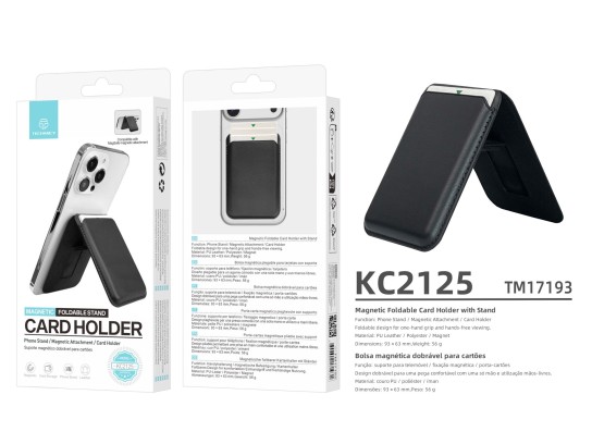 Techancy Magnetic Card Holder KC2125 Foldable Stand Compatible with MagSafe Wallet for iPhone Black Techancy Magnetic Card Holder KC2125 Foldable Stand Compatible with MagSafe Wallet for iPhone Black