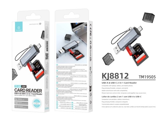 Techancy Card Reader KJ8812 USB-A + USB-C 2-in-1 for TF SD Cards Plug and Play Compatible with Mobil Techancy Card Reader KJ8812 USB-A + USB-C 2-in-1 for TF SD Cards Plug and Play Compatible with Mobil