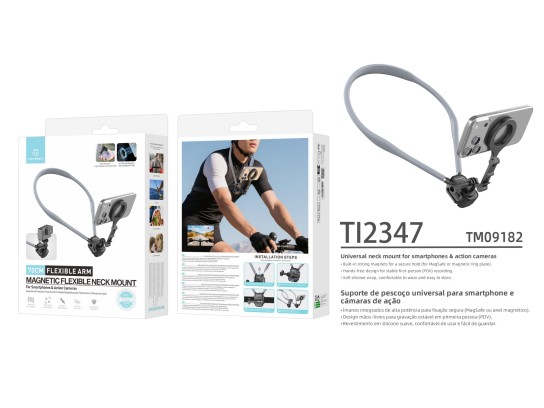 Techancy Magnetic Neck Holder TI2347 for Smartphones and Cameras, 70cm Flexible Arm, Hands-Free, Gre Techancy Magnetic Neck Holder TI2347 for Smartphones and Cameras, 70cm Flexible Arm, Hands-Free, Gre